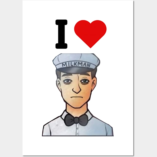 I heart milkman funny tiktok trend design sticker Wall Art by artsuhana